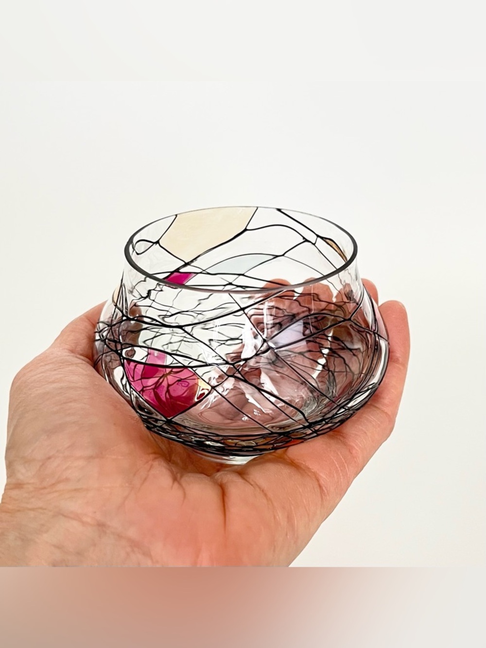 PartyLite Glass Tealight Candle Holder Tiffany Mondrian Inspired Delicate Art - Picture 5 of 7